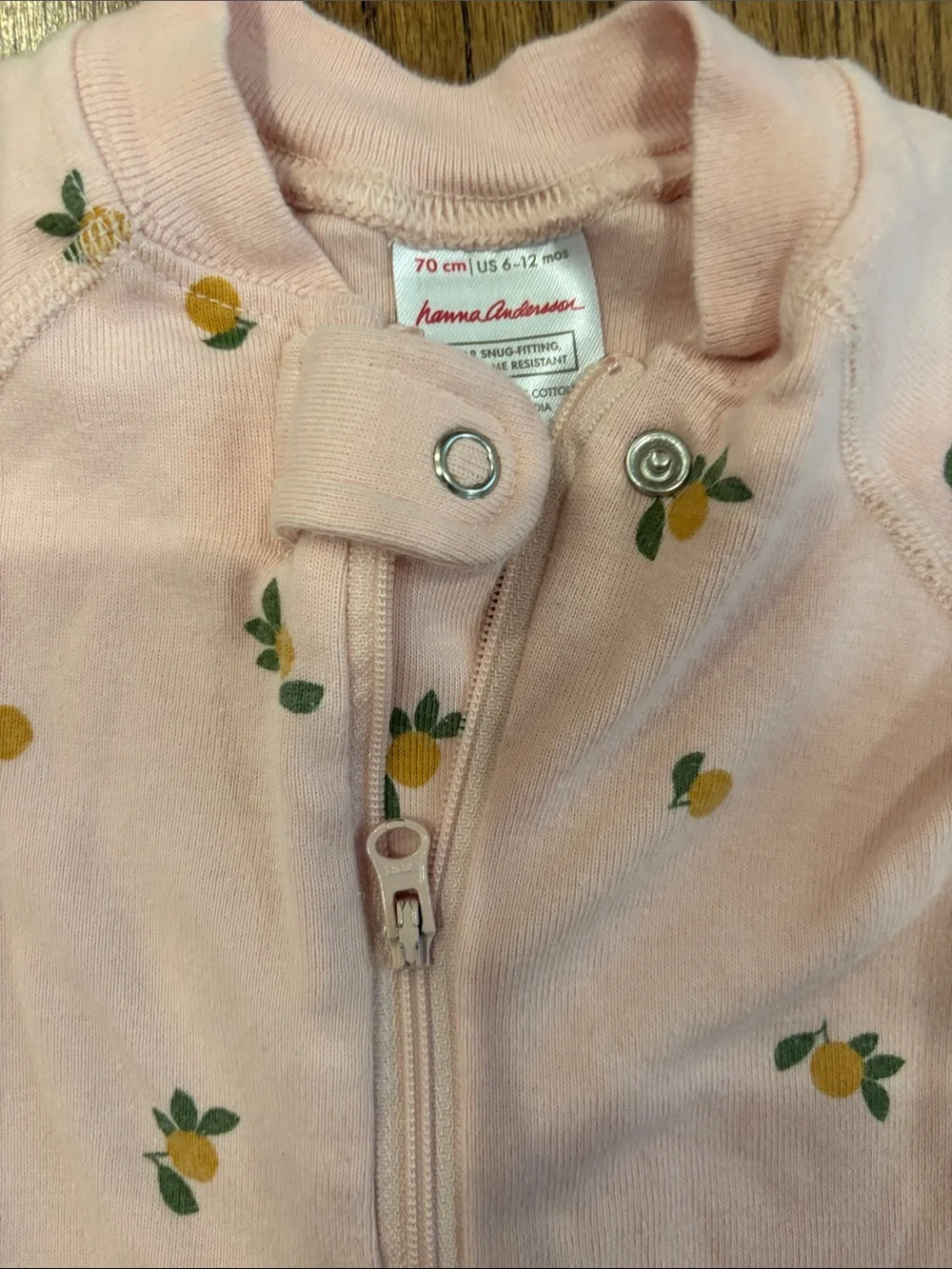 Hanna Andersson Pink Footed One-Piece with Lemon Print